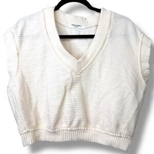 Project Social T Sleeveless V-Neck Ribbed Textured Distressed Raw Edge Knit Top